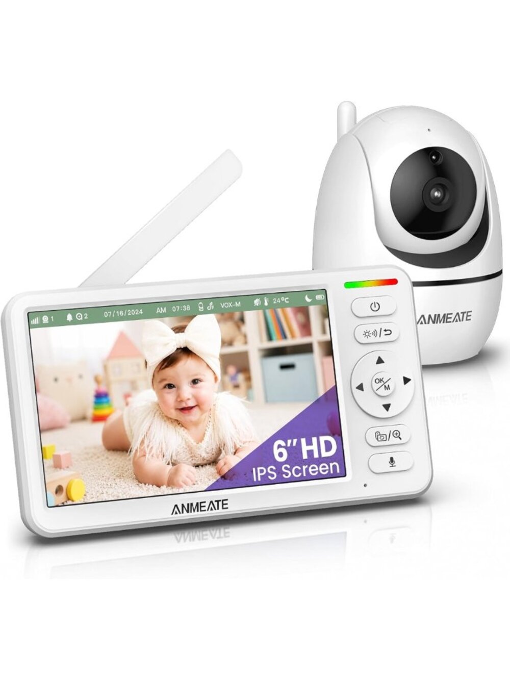 6” Video Baby Monitor with Camera & Audio | 48Hr Battery, Pan Tilt Zoom, Two-Way